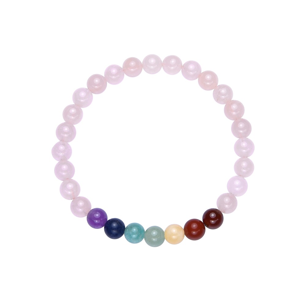 Bracciale, chakra, Quarzo rosa (stab.), perline da 06 mm, 15 cm (per bambini) | Marco Schreier