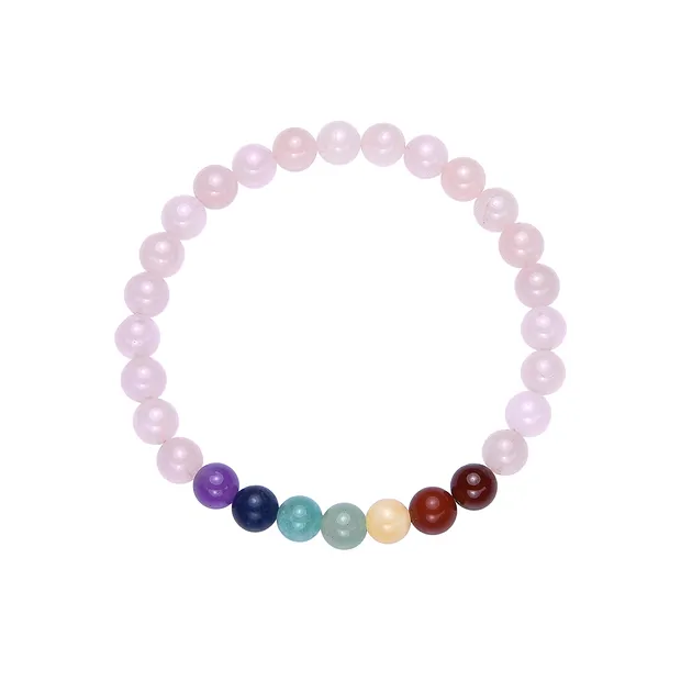 Bracelet, Chakra, Quartz rose (stab.), 06mm boules, 15cm (pour enfants) | Marco Schreier