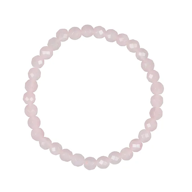 Bracciale, quarzo rosa, perline da 06 mm, sfaccettate | Marco Schreier