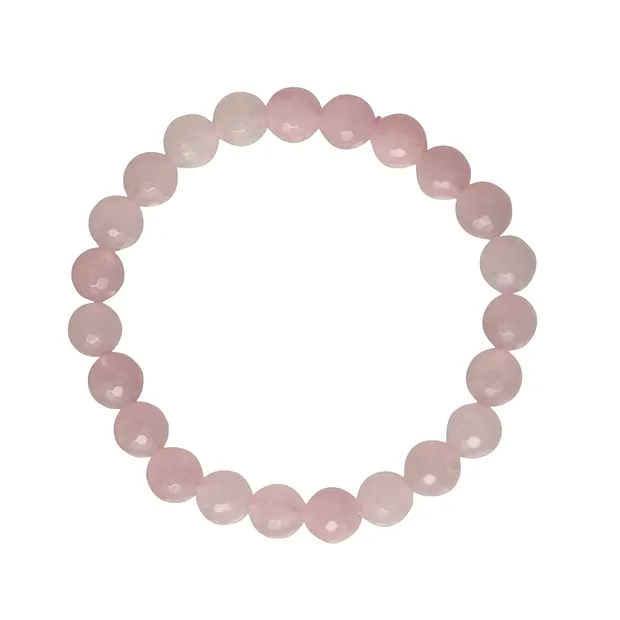 Pulsera, Cuarzo rosa, 08mm cuentas, facetado | Marco Schreier