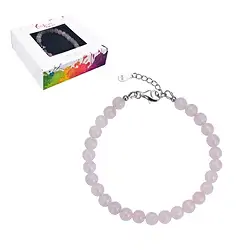 0613359060 Armband Rosenquarz, 6mm-Kugeln, Verlängerungskettchen, rhodiniert | Marco Schreier