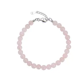 Bracciale in quarzo rosa, perline (6 mm), rodiato | Marco Schreier