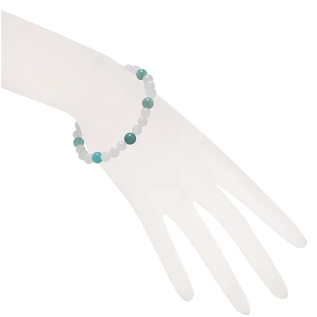 Pulsera, Cuarzo rosa, Amazonita, cuentas 06mm | Marco Schreier