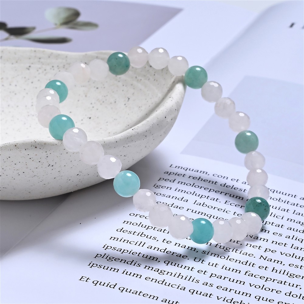 Bracciale, quarzo rosa, amazzonite, perline da 06 mm | Marco Schreier
