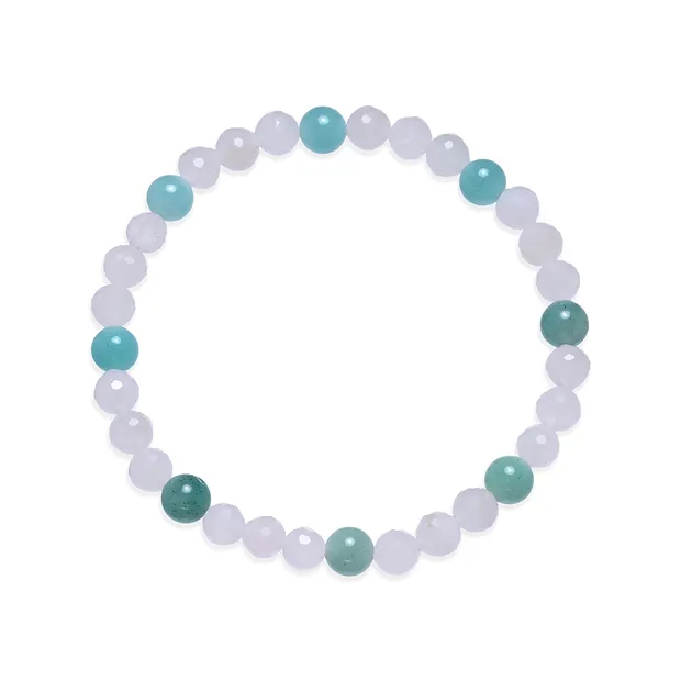 Pulsera, Cuarzo rosa, Amazonita, cuentas 06mm | Marco Schreier