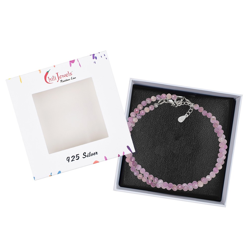 Necklace Ruby, beads (3mm) faceted, rhodiniert, extension chain | Marco Schreier