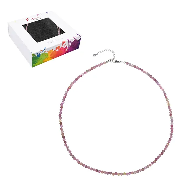 Kette Rubin, Kugeln (3mm) facettiert, rhodiniert | Marco Schreier