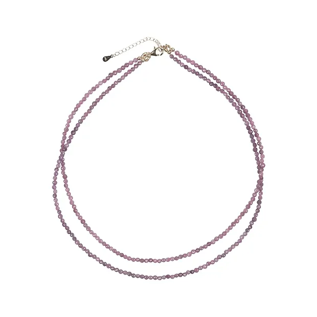 Kette Rubin, Kugeln (3mm), facettiert, vergoldet, Verlängerungskettchen | Marco Schreier