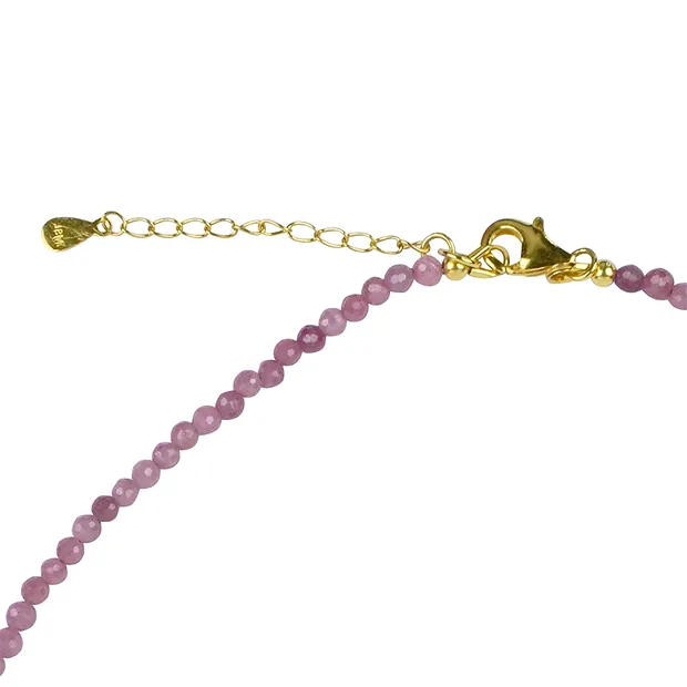 Necklace Ruby beads (3mm) faceted, gold-plated, extension chain | Marco Schreier