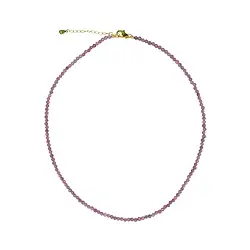 0613514131 Collana di perle di Rubino (3 mm) sfaccettate, placcate oro, catena di estensione | Marco Schreier