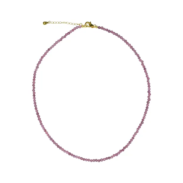 Necklace Ruby, beads (3mm), faceted, gold-plated | Marco Schreier