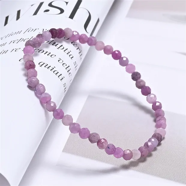 Bracciale, Rubino, perline 03 mm, sfaccettate, 14 cm (corto) | Marco Schreier