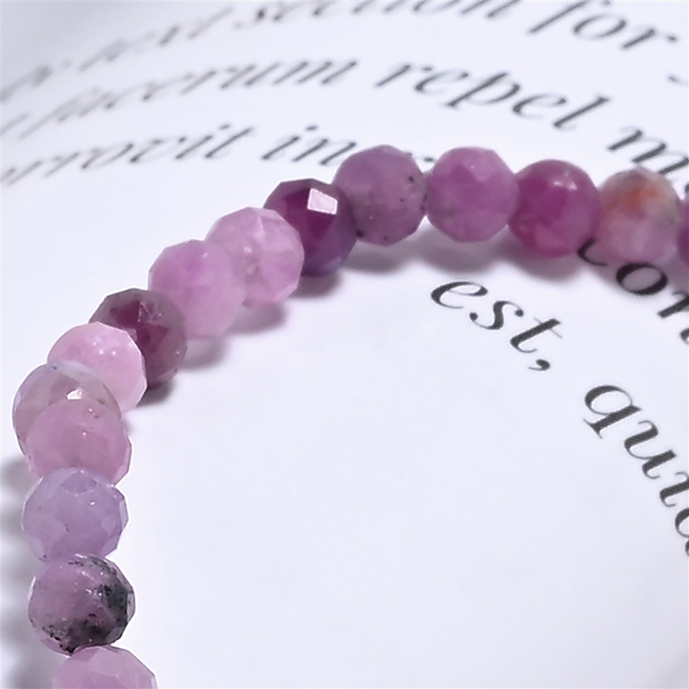 Bracelet, Ruby, 03mm beads, faceted, 19cm | wholesaler gems & healing stones