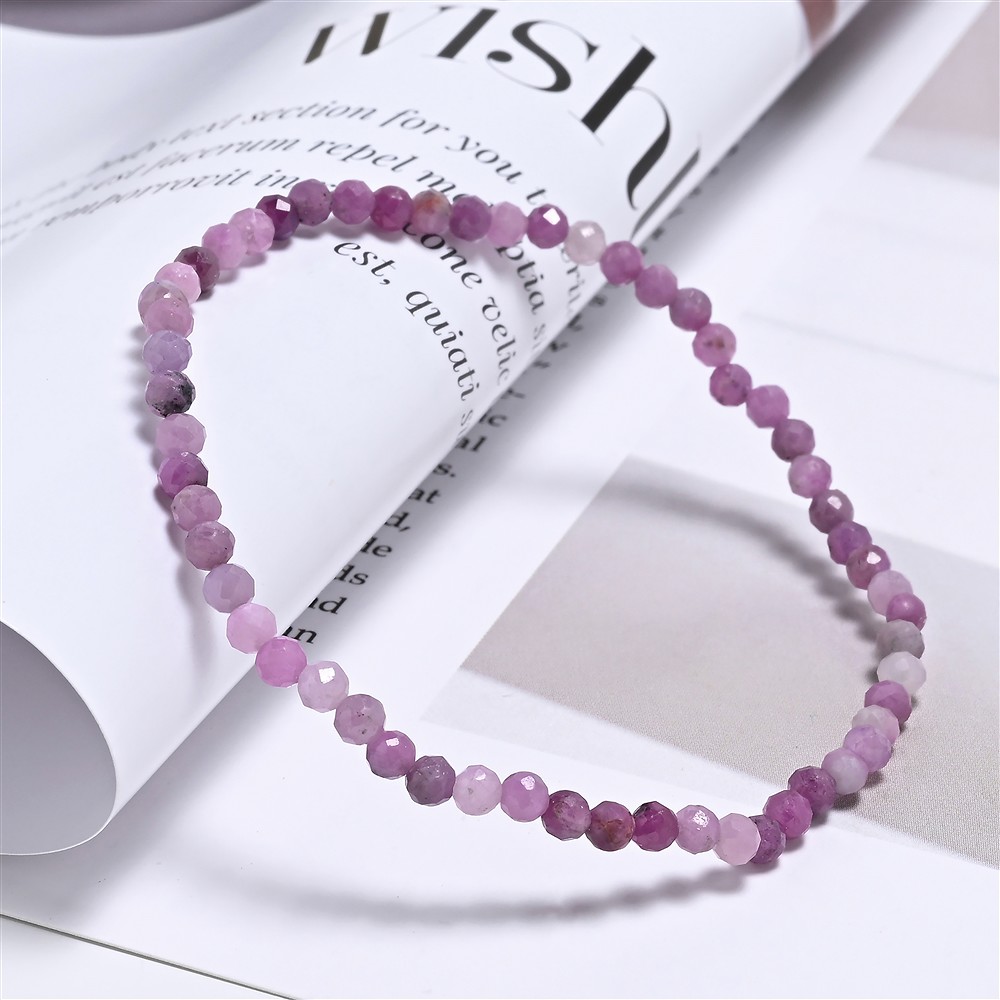 Bracelet, Ruby, 03mm beads, faceted, 19cm | wholesaler gems & healing stones