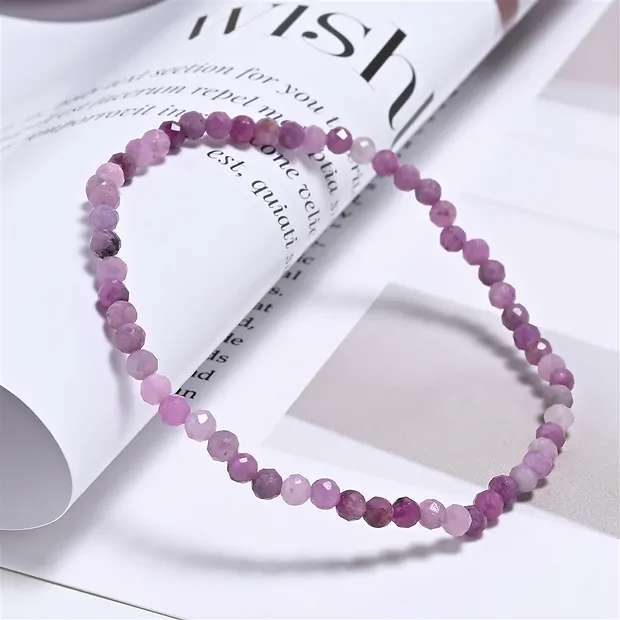 Armband, Rubin, 03mm Kugeln, facettiert, 19cm | Edelsteine, Heilsteine & Schmuck