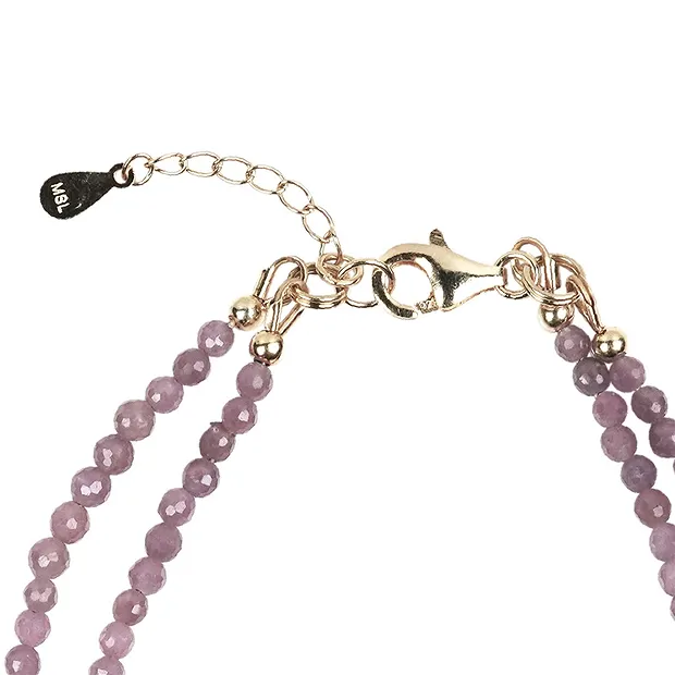 Pulsera Rubí, cuentas facetadas de 3 mm, cadena alargadora dorada | Marco Schreier