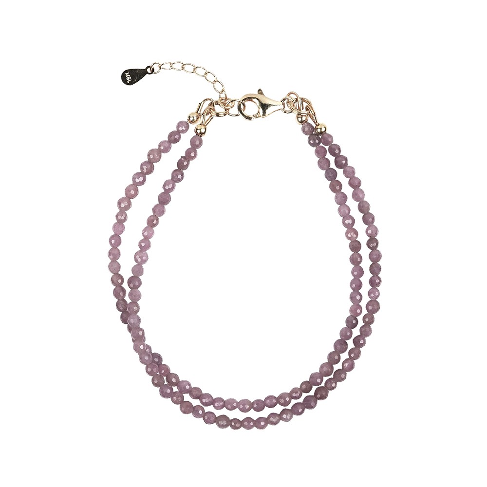 Bracelet Ruby, 3mm beads faceted, extension chain, gold-plated | Marco Schreier