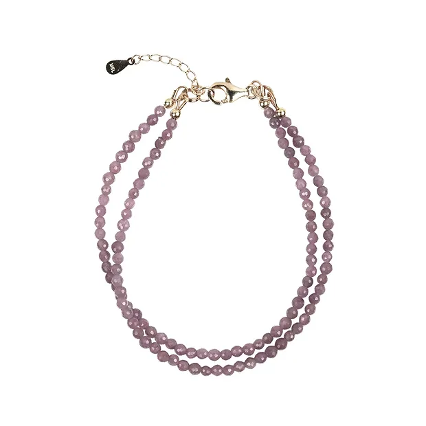 Bracciale Rubino, perline (3 mm), sfaccettate, doppia placcatura in oro | Marco Schreier