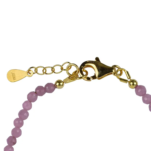 Pulsera cuentas Rubí (3mm) facetadas, baño de oro, alargador cadena | Marco Schreier