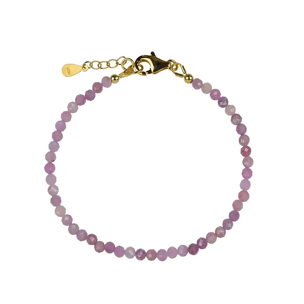 Bracelet en perles rondes (3mm) facettées, doré, Chaîne d'extension | Marco Schreier