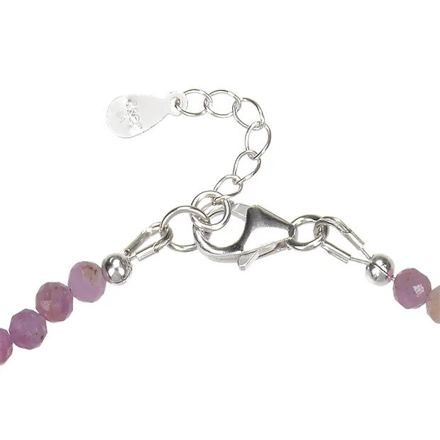 Armband Rubin, Kugeln (3mm), facettiert, rhodiniert | Marco Schreier