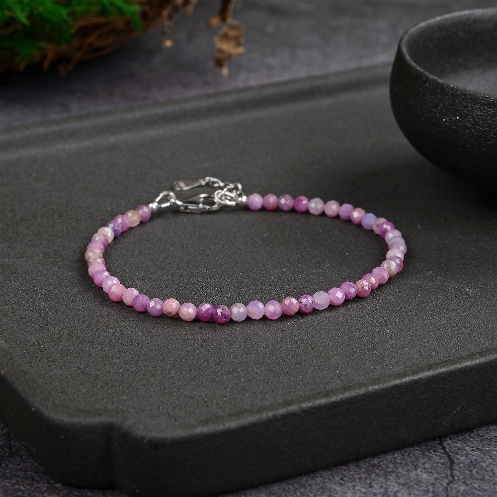Bracelet with round beads (3mm), faceted rhodiniert, extension chain | Marco Schreier