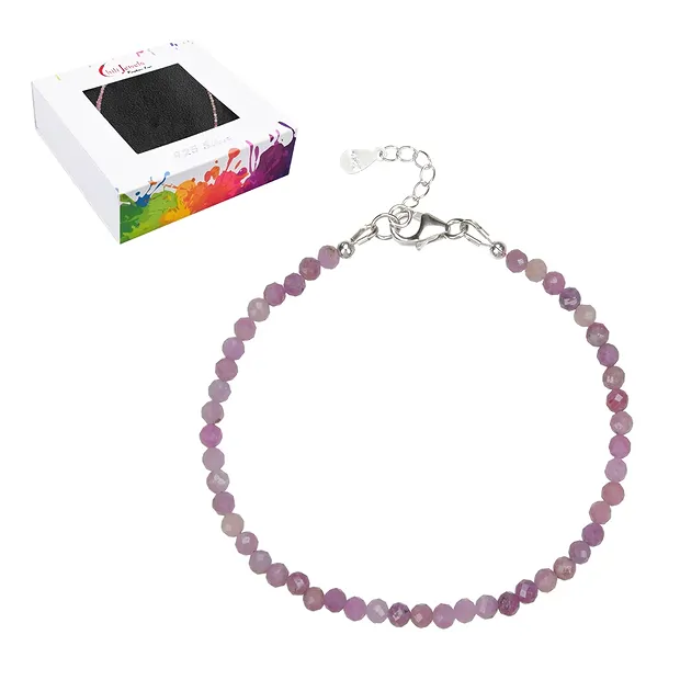 Bracelet Ruby, beads (3mm), faceted, rhodiniert | gems, healing stones & jewelry