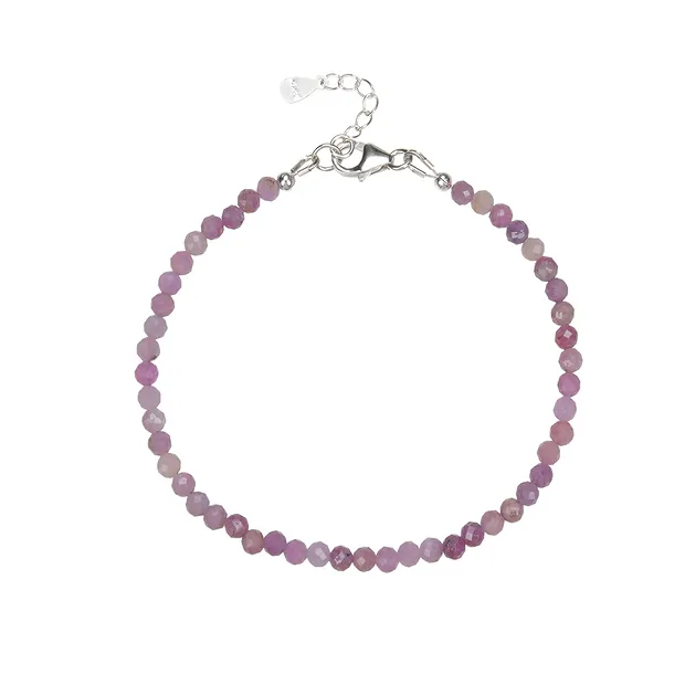 Armband Rubin, Kugeln (3mm), facettiert, rhodiniert | Marco Schreier