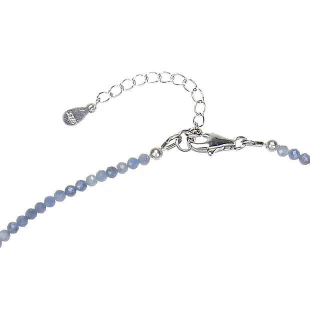 Collar de cuentas de zafiro (3 mm), facetado rodinado, cadena de extensión | Marco Schreier