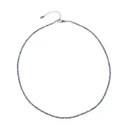 0613712213 Necklace Sapphire beads (3mm), faceted rhodiniert, extension chain | Marco Schreier