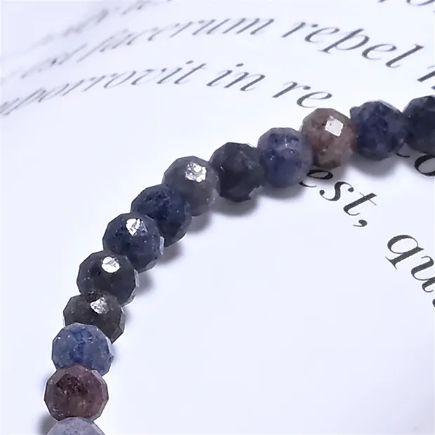 Bracelet, Saphir, 03mm boules, facettes, 19cm | Marco Schreier