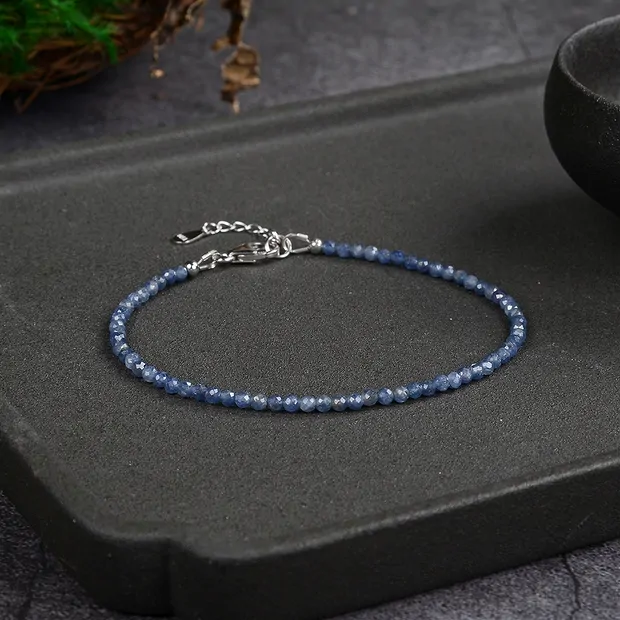 Armband Saphir, Kugeln (3mm), facettiert, rhodiniert, Verlängerungskettchen | Marco Schreier