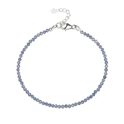 0613764213 Bracelet Sapphire, beads (3mm), faceted, rhodiniert, extension chain | Marco Schreier