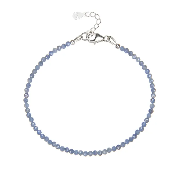 Armband Saphir, Kugeln (3mm), facettiert, rhodiniert, Verlängerungskettchen | Marco Schreier