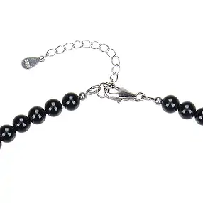 Collana Schorl (stab.), perline (6 mm), rodiato | Marco Schreier
