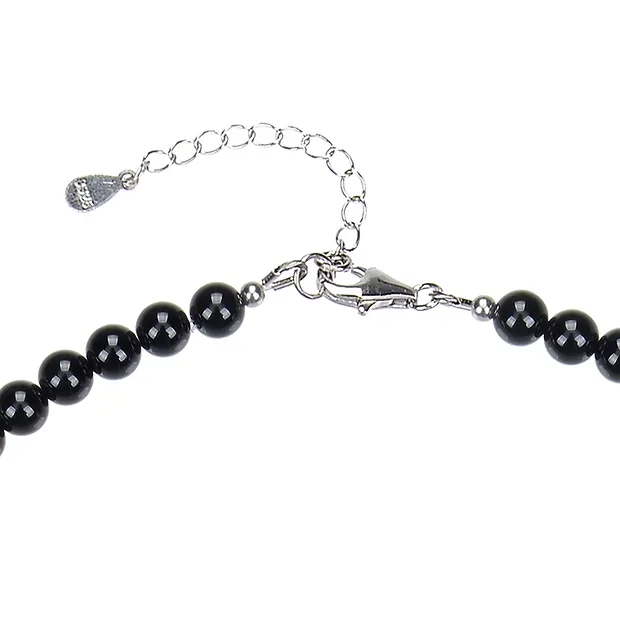 Collana Schorl (stab.), perline (6 mm), rodiato | Marco Schreier