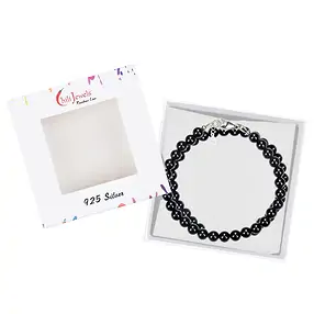 Collana Schorl (stab.), perline (6 mm), rodiato | Marco Schreier