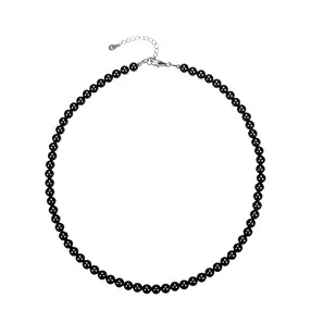 Collana Schorl (stab.), perline (6 mm), rodiato | Marco Schreier
