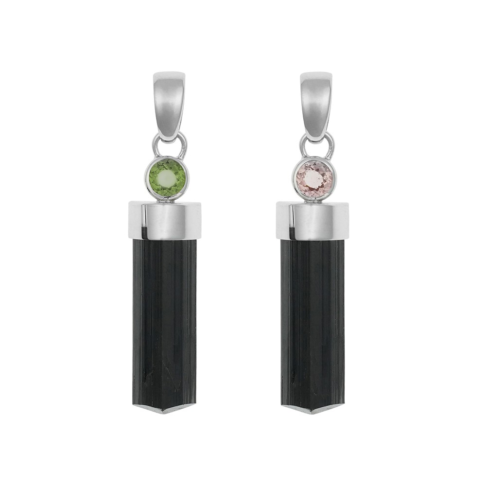 Anhänger Schörl, Turmalin (rosa), 4,5 - 5,0cm, rhodiniert | Marco Schreier