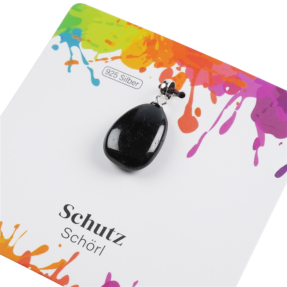 Tumbled Stone Pendant Tourmaline (black), small, rhodiniert | Marco Schreier