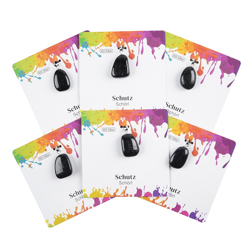 Tumbled Stone Pendant Tourmaline (black), small, rhodiniert | Marco Schreier