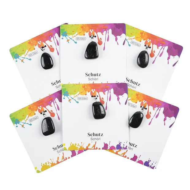 Ciondolo Schorl, pietra burattata piccola, rodiato | Marco Schreier