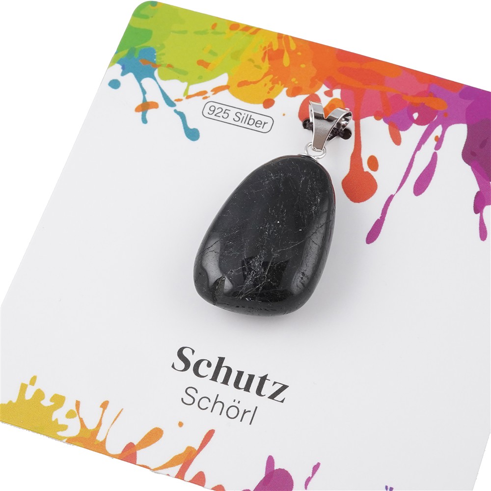 Pendentif Schorl (stab,), Pierre roulée grande, rhodié | Marco Schreier