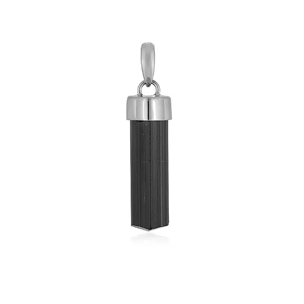 Tourmaline (black) pendant, crystal, 3.5 - 4.5 cm, rhodiniert | Marco Schreier