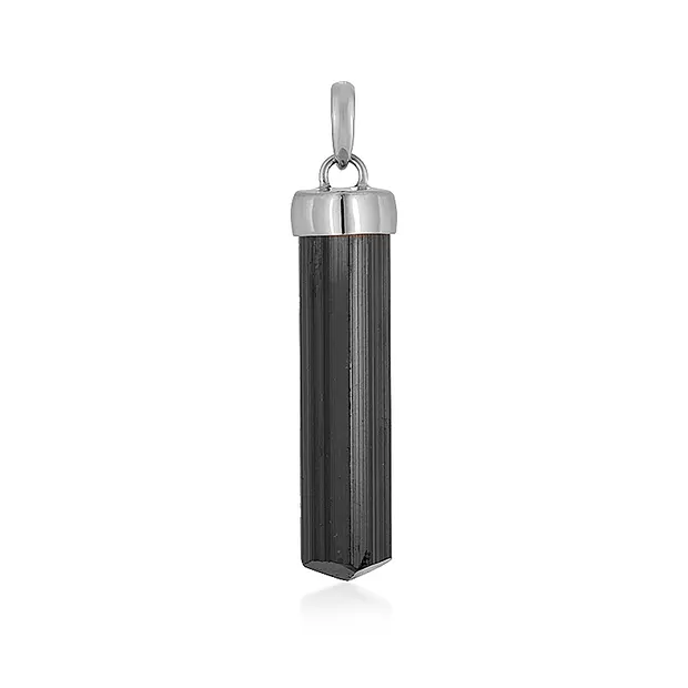 Pendentif Schorl, cristal, 4,0 - 6,0cm, rhodié | Marco Schreier