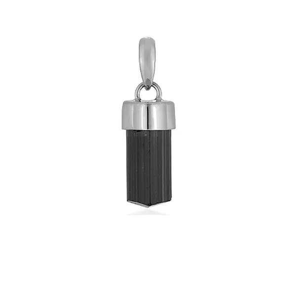 Tourmaline (black) pendant, crystal, 3.0 - 4.0 cm, rhodiniert | Marco Schreier