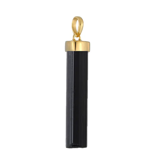 Colgante de cristal de Turmalina negra (chorlo), 5,0 - 6,0 cm, chapado en oro | Marco Schreier