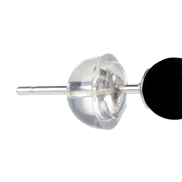 Ohrstecker Schörl (stab.), Kugel, 4mm, rhodiniert | Marco Schreier