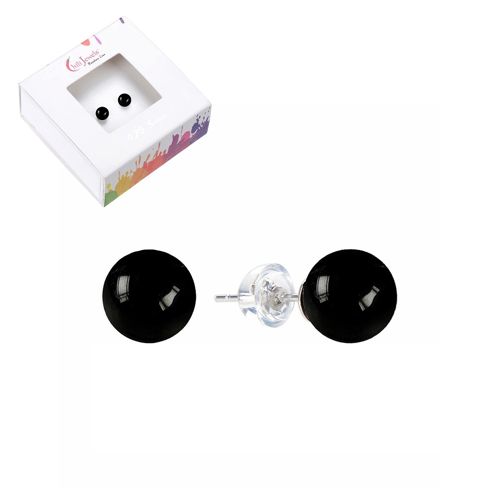 Clous d'oreilles Schorl (stab.), boule, 8mm, rhodié | Marco Schreier