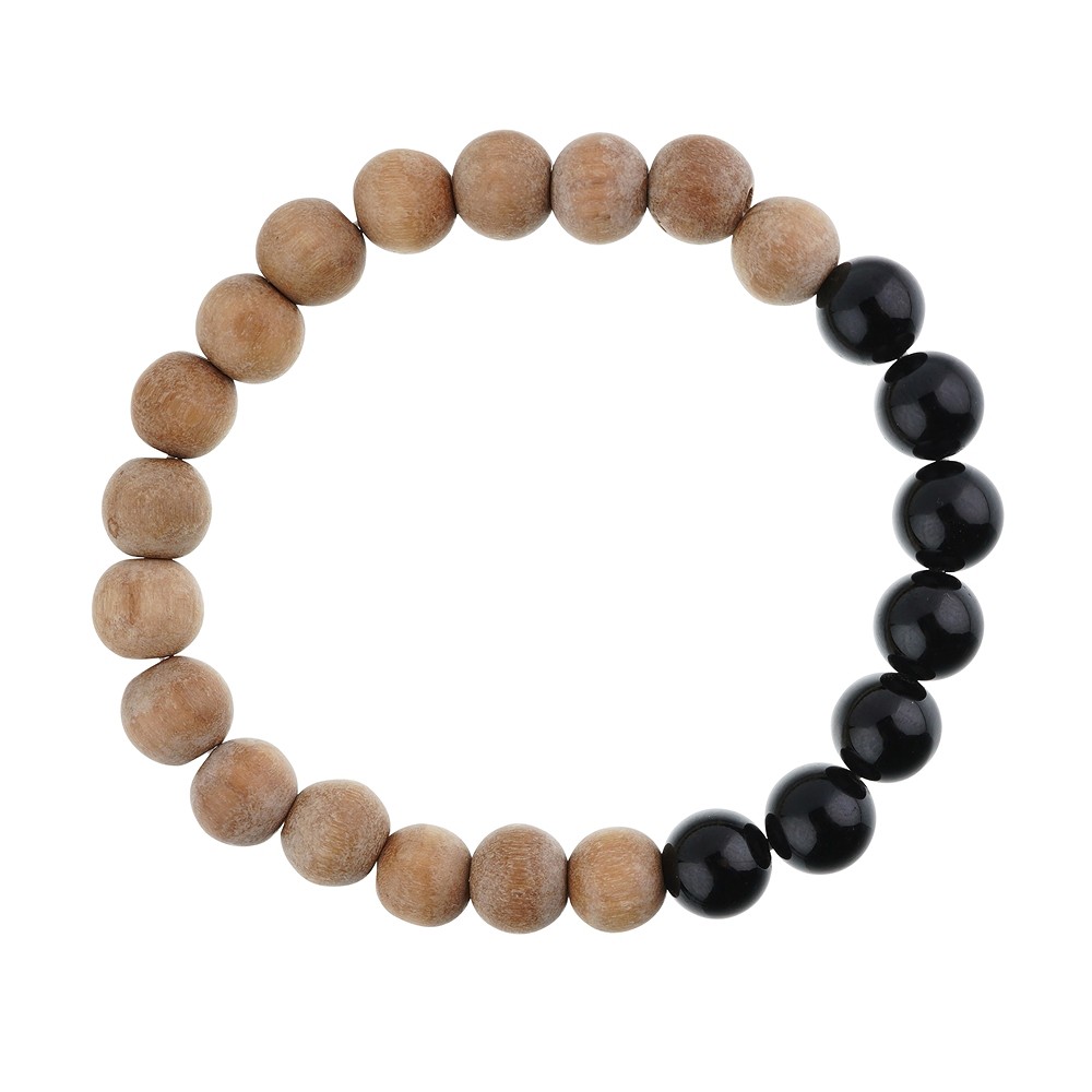 Armband, Schörl, Sandelholz, 8mm, 17cm | Edelsteine, Heilsteine & Schmuck-Handel